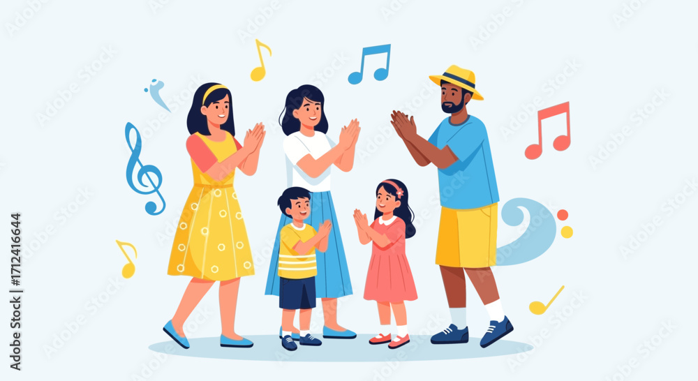 Fototapeta premium A Lively Family Celebrating Music and Rhythm While Expressing Joyful Applause