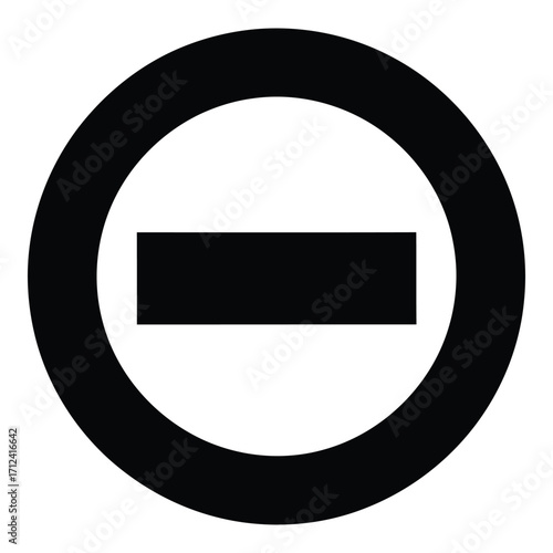 Black stop sign circle with horizontal bar symbol graphic silhouette