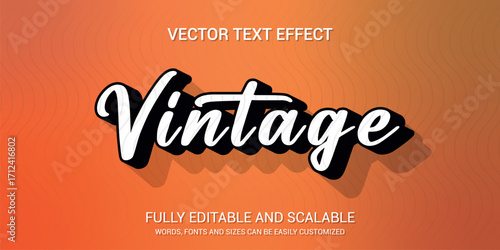 Vintage text effect fully editable vector