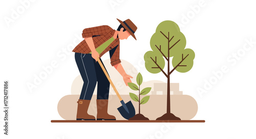 A Person Is Planting A Tree Encouraging Environmental Awareness And Sustainable Living