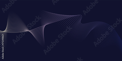 Estetik background featuring glowing, flowing wave lines in blue red color gradient. Futuristic design with shiny, smooth motion, perfect for technology-inspired visuals. Vector modern