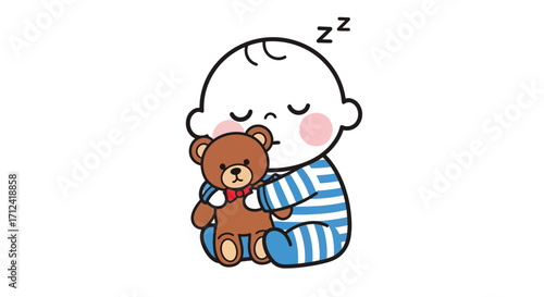 Sweet Dreams Adorable Baby Sleeping Peacefully with Teddy Bear
