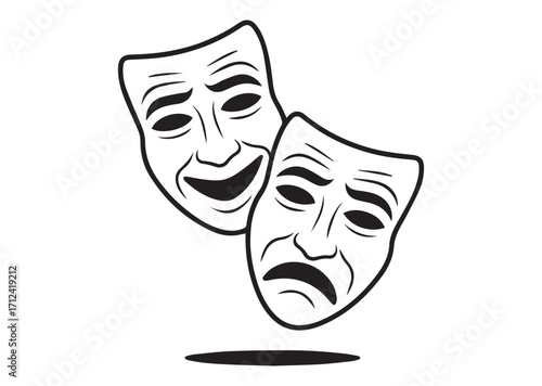 Theatrical masks line art Vector