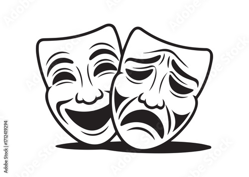 Theatrical masks line art Vector