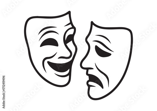 Theatrical masks line art Vector
