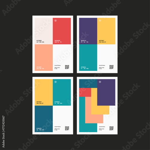 Set of Multiple Random Blue Peach Color Pallette Poster Design