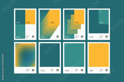 Set of Multiple Rustic Teal Color Pallette Poster Design