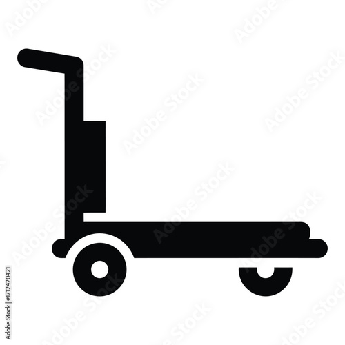 Simple black silhouette icon of a hand truck trolley for transport and logistics silhouette