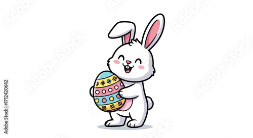 Delightful Easter Bunny Illustration with Decorated Egg for Holiday Cheer