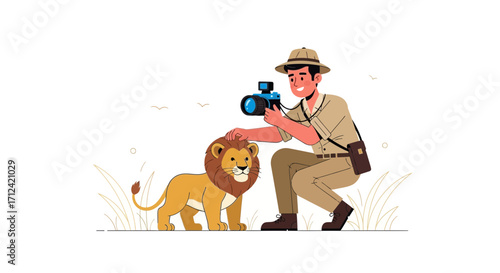 Adventurous Wildlife Photographer Capturing The Majestic Lion in Its Roaming Habitat