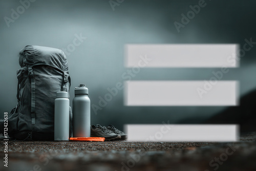 minimalist travel checklist featuring essential hiking gear on clean background
