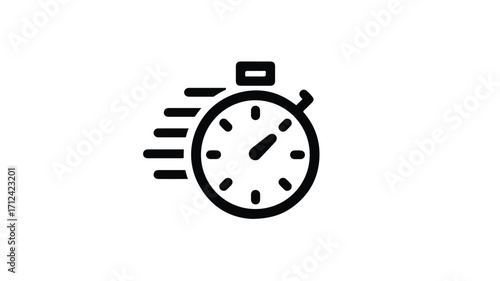 Fast Time Stopwatch Icon on White Background Vector