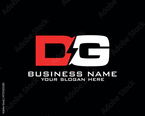 Initial D G logo concept with electric template vector