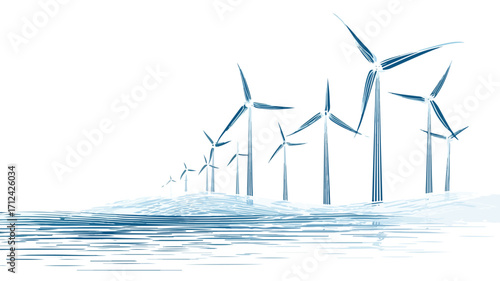 Eco-Friendly Renewable Energy Wind Farm Landscape with Turbines