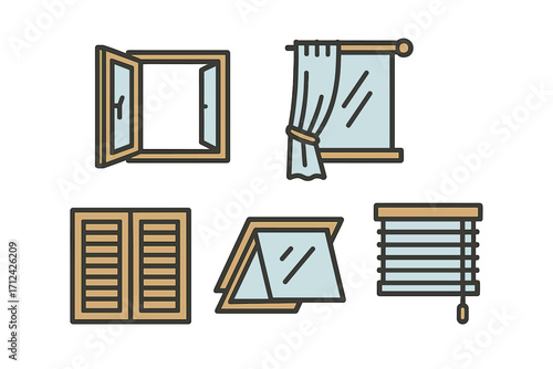 Different types of windows and curtains showcasing various designs and features for home decor ideas
