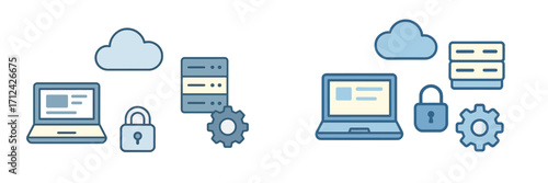 Depiction of cloud technology and data security in modern computing environments