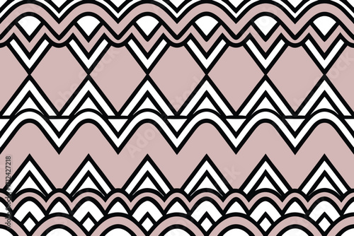 Geometric pattern with wavy lines and diamond shapes on a soft pink background