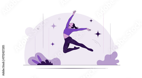 Artistic Silhouette Dancing Effortlessly, Embracing Grace in Vibrant Movement and Expression