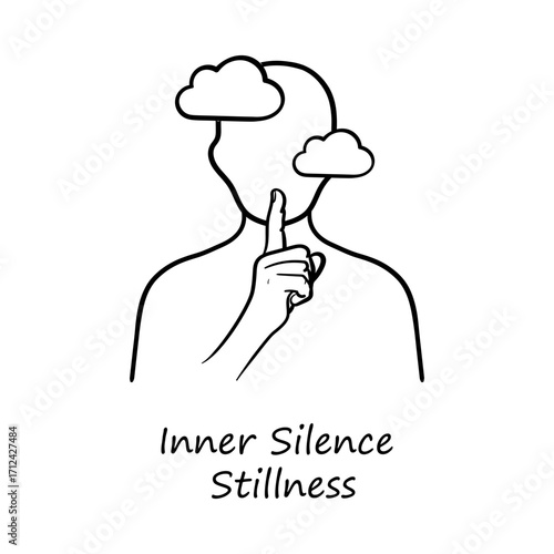 Inner Peace Quiet Mindful Spiritual Hand Drawn Vector