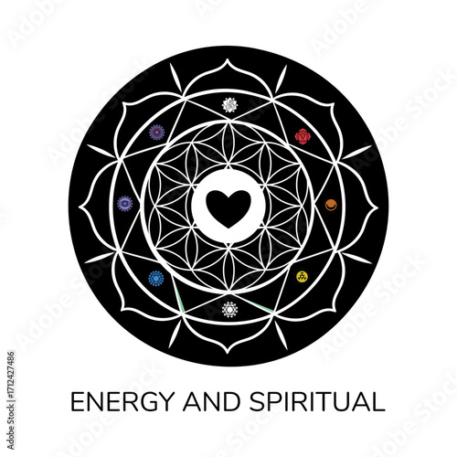 Energy and Spiritual Chakra Mandala Sacred Hand Drawn Vector