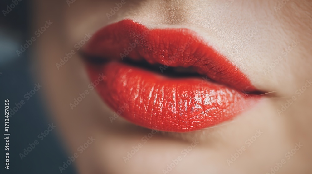 Obraz premium Glossy red lips with perfect texture, radiating elegance and allure