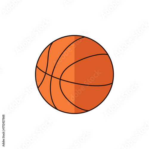 A classic orange basketball with black lines, depicted in a simple, flat vector illustration style against a clean white background.