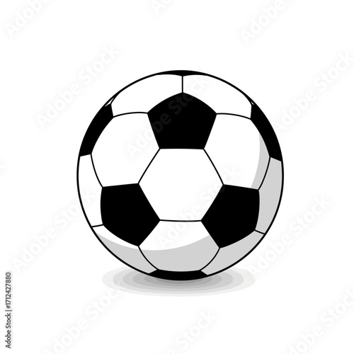 Classic black and white soccer ball with hexagonal and pentagonal panels, commonly used in football sports.