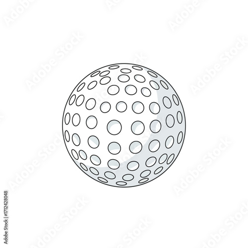 A detailed illustration of a white golf ball with its characteristic dimpled surface, ready for a game.