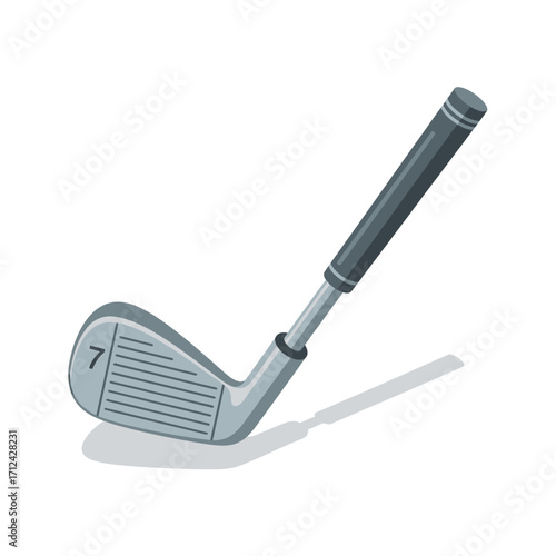 Golf club, iron 7, illustration, sports equipment, isolated on white background.