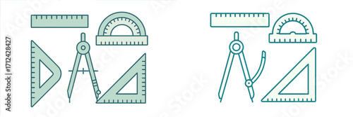 Comprehensive collection of essential geometric measurement tools for education, drafting, and mathematical studies