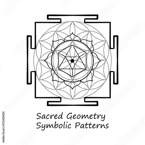 Geometry Spiritual Symbol Cosmic Design Hand Drawn Vector