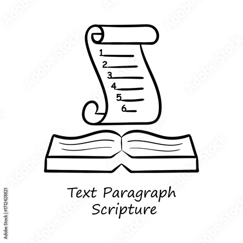 Text Paragraph Scripture Holy Book Religion Wisdom Hand Drawn Vector