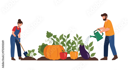 Gardening enthusiasts cultivate a bountiful harvest of fresh produce.