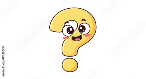 Cute Question Mark Character Expressing Curiosity and Inquiry with a Whimsical Design
