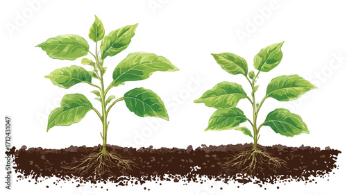Vibrant Isolated Young Plants Vector Illustration