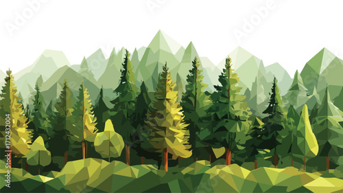 Triangular Low Poly Vector Forest Landscape Illustration