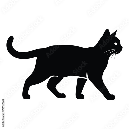 Silhouette of a black cat walking gracefully captivating animal companion pet art silhouette