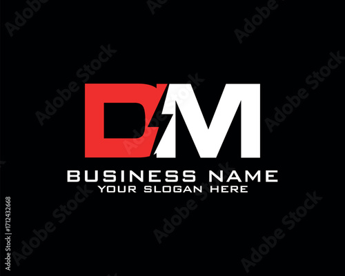 Initial D M logo concept with electric template vector