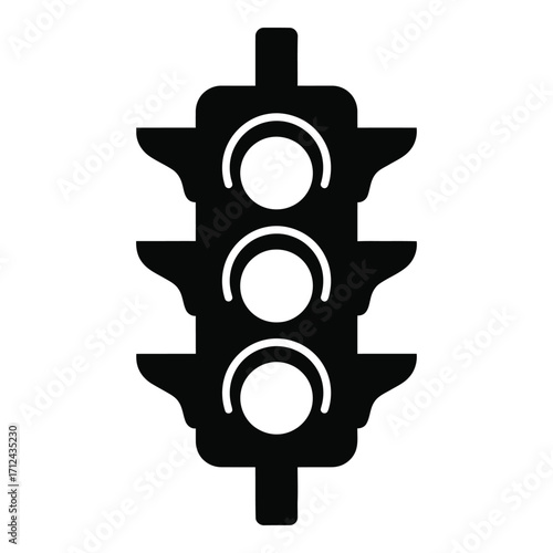 Classic traffic signal icon for road safety and traffic control symbolism silhouette