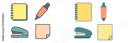 Colorful office supplies arranged neatly, showcasing stationery essentials for work or study activities