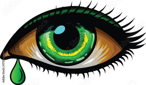 A colorful peacock feather vector illustration with a detailed and beautiful iris, an elegant symbol of vision and beauty