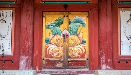 Ornate painted door, vibrant colors