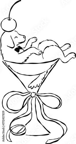 Hand Drawn Golden Retriever, Whimsical Wedding Doodle Illustration