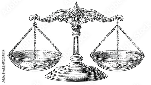 Flat Libra Scales Isolated on White Background for Professional Use