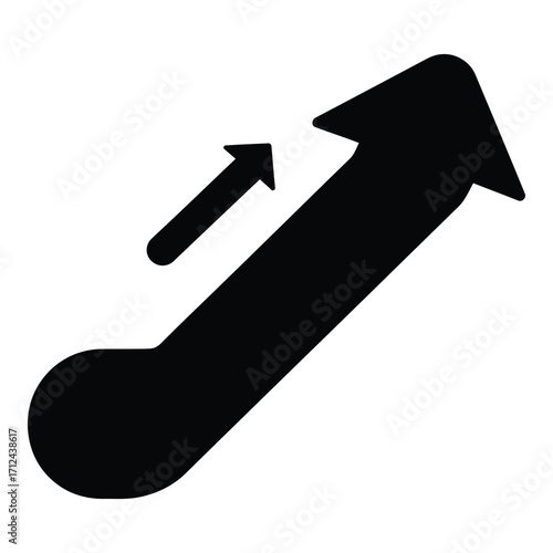 Modern escalator icon showing upward movement and direction silhouette