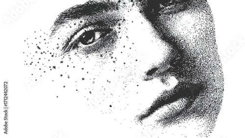 Surreal Face with Starry Stipple Effect for Artists