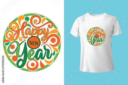 Happy New Year 2026 New Typography T-shirt Design Template
