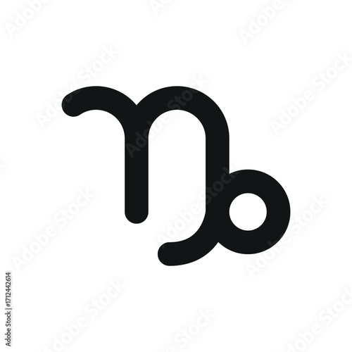 Capricorn icon in glyph for zodiac, fate, and mystical visuals.