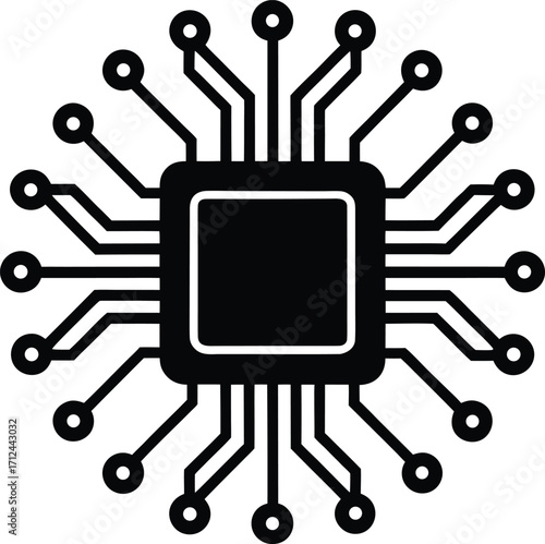 Detailed close up view of a complex electronic circuit board with integrated microchips