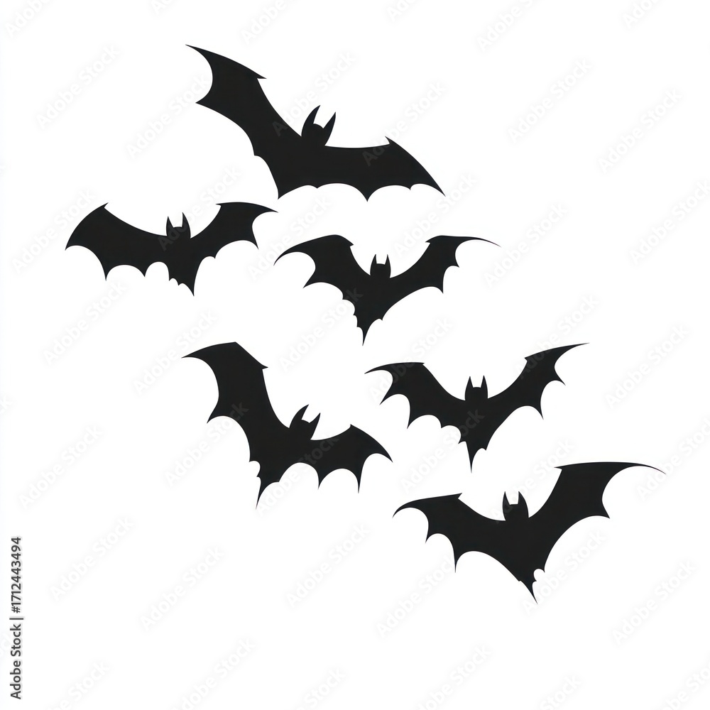 Fototapeta premium Flying bats Halloween spooky illustration